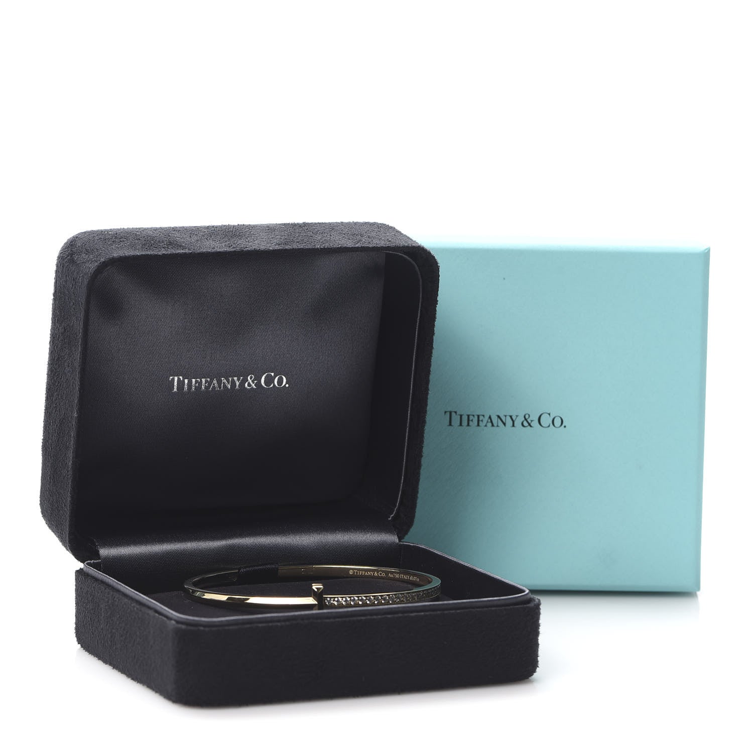 Tiffany 18K Yellow Gold Diamond Narrow T1 Hinged Bangle Bracelet 6 of 6