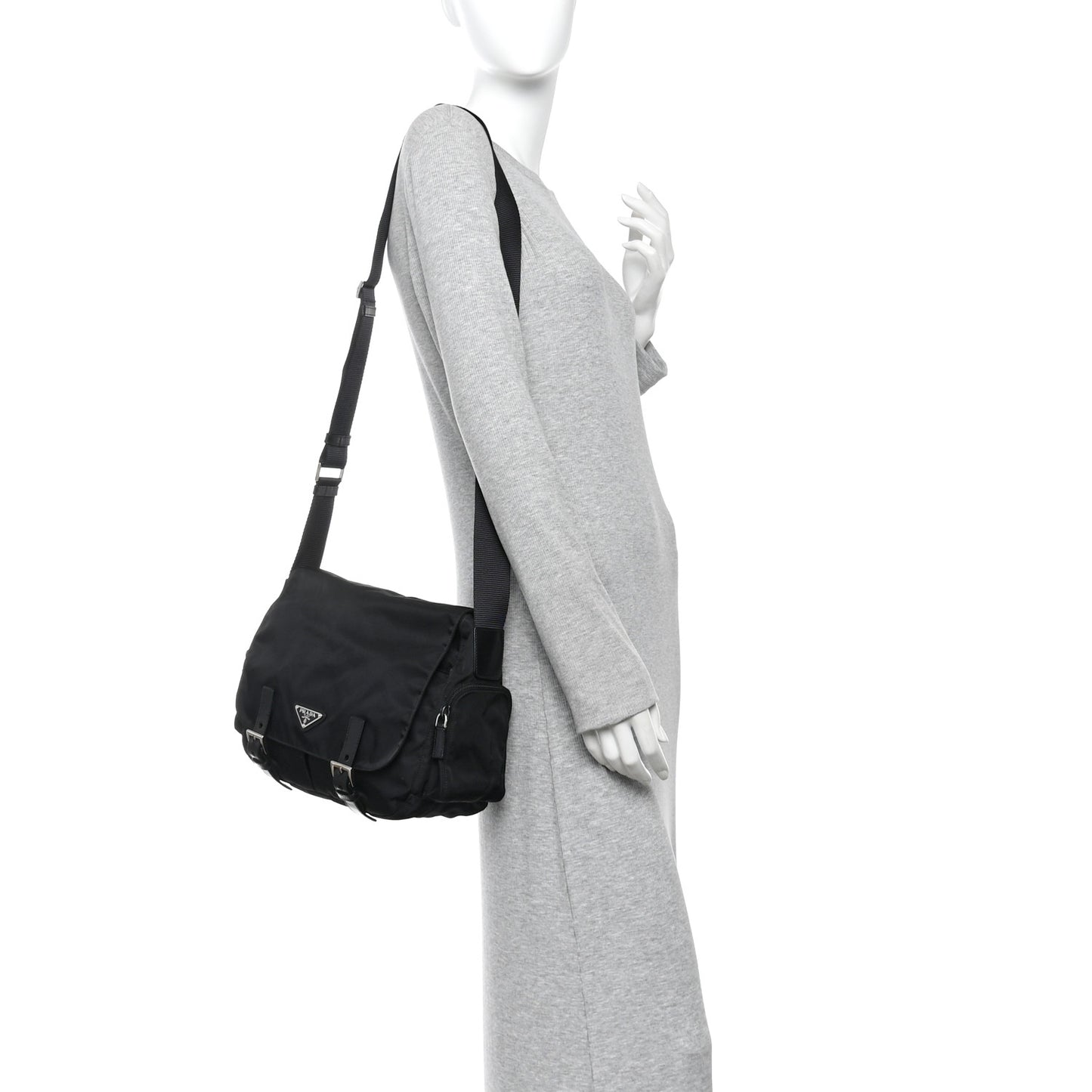 Nylon Vela Sport Messenger Bag Black