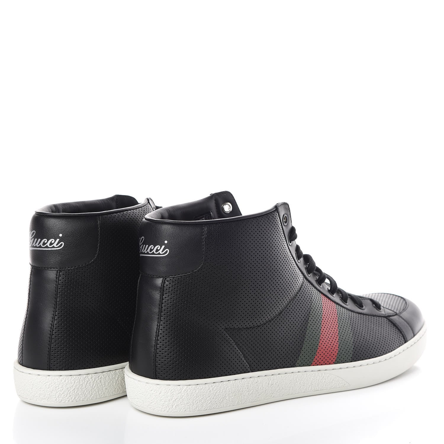 Gucci Calfskin Mens Web High Top Sneakers 12 Black 4 of 7
