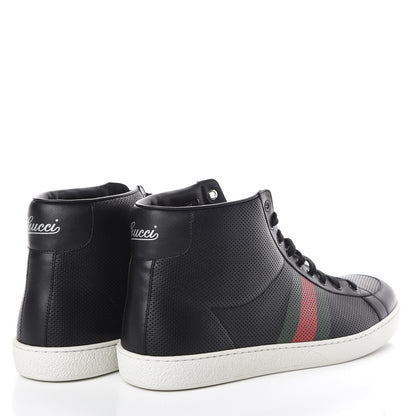 Gucci Calfskin Mens Web High Top Sneakers 12 Black 4 of 7