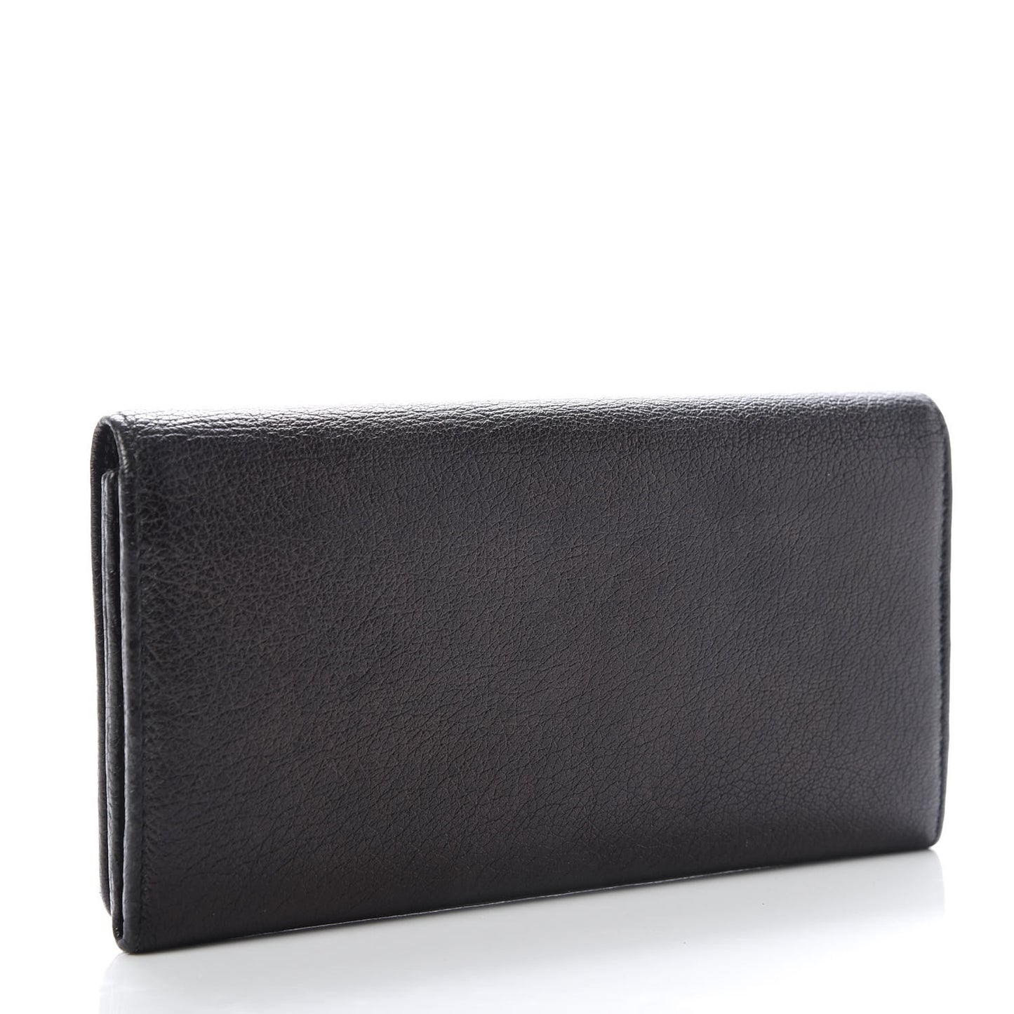 Chevre Gold Metallic Edge Hardware Money Wallet Black