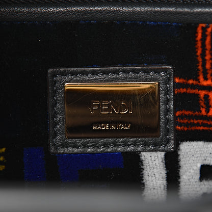 Fendi Calfskin Velvet Fun Fair Medium Peekaboo Iconic Satchel Night Blue Multicolor 7 of 11