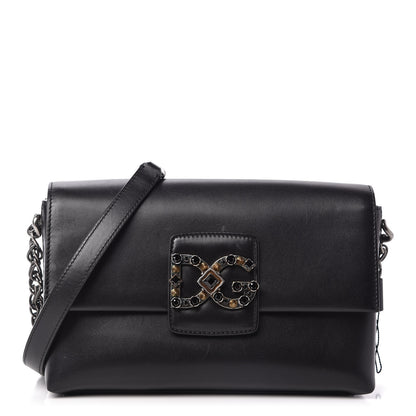 Dolce & Gabbana Nappa Crystal Embellished Millennial Rectangular Shoulder Bag Black 1 of 9