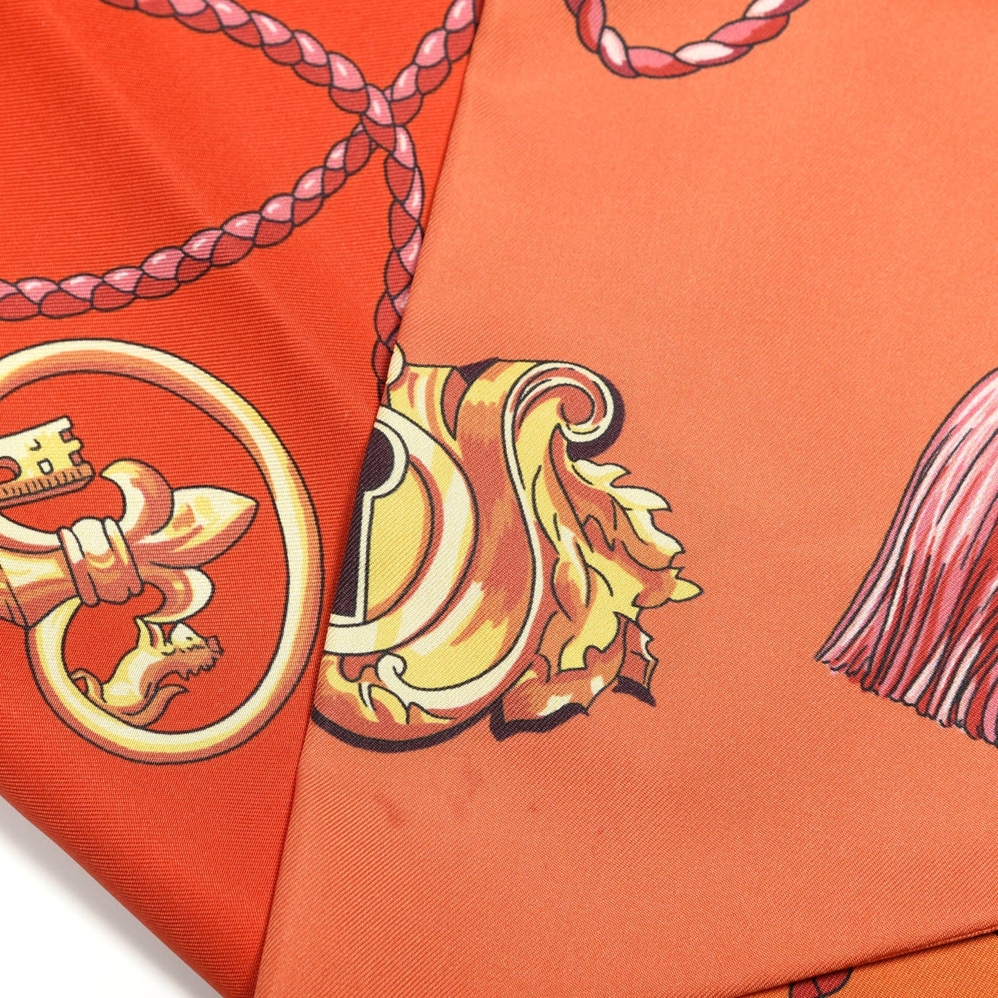 Silk Les Cles Maxi Twilly Cut Corail Orange Rouge