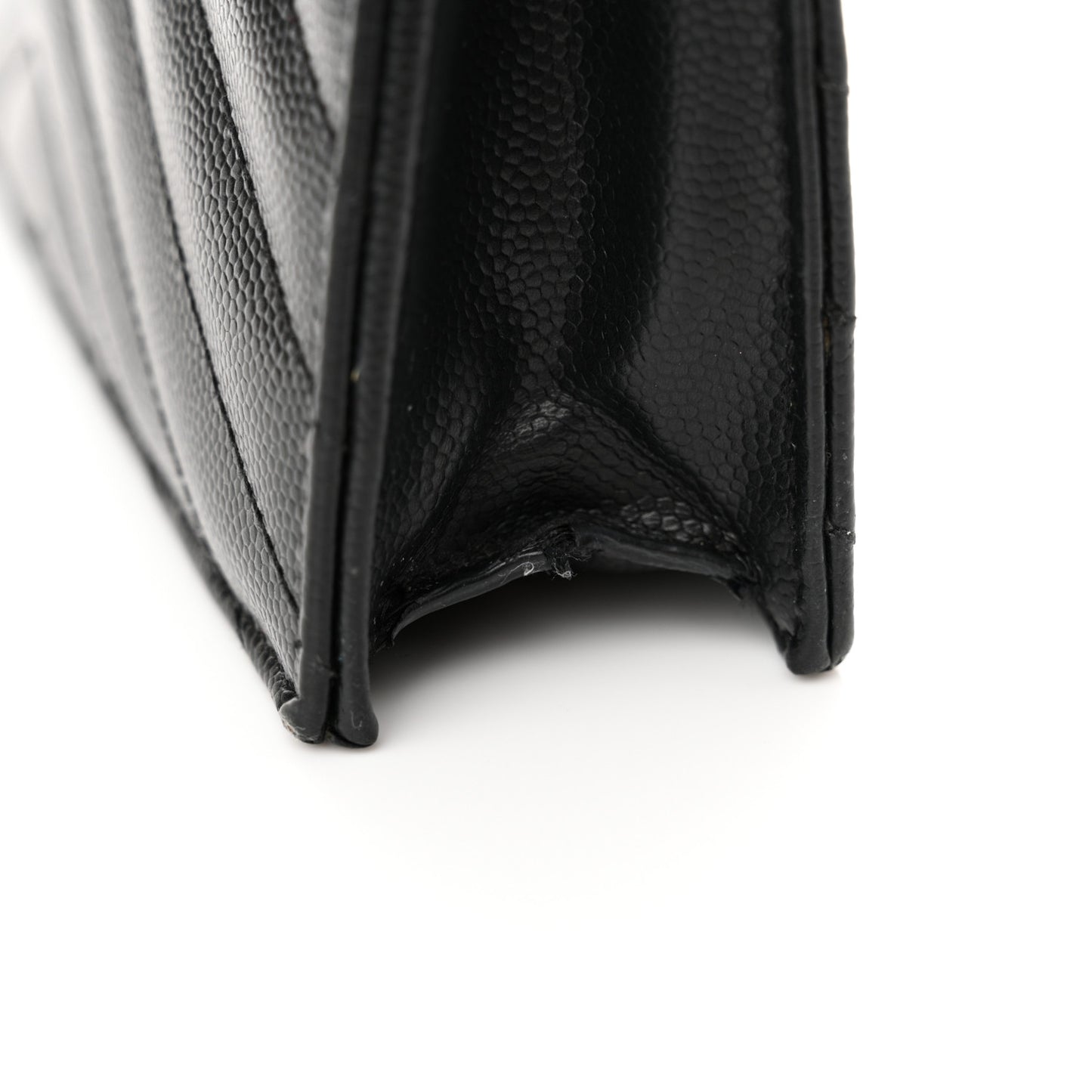 Grain De Poudre Matelasse Chevron Monogram Monochrome Envelope Chain Wallet Black