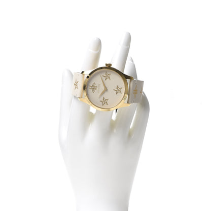 Gucci Stainless Steel Calfskin 38mm G-Timeless Bee Star Quartz Watch White 2 of 9