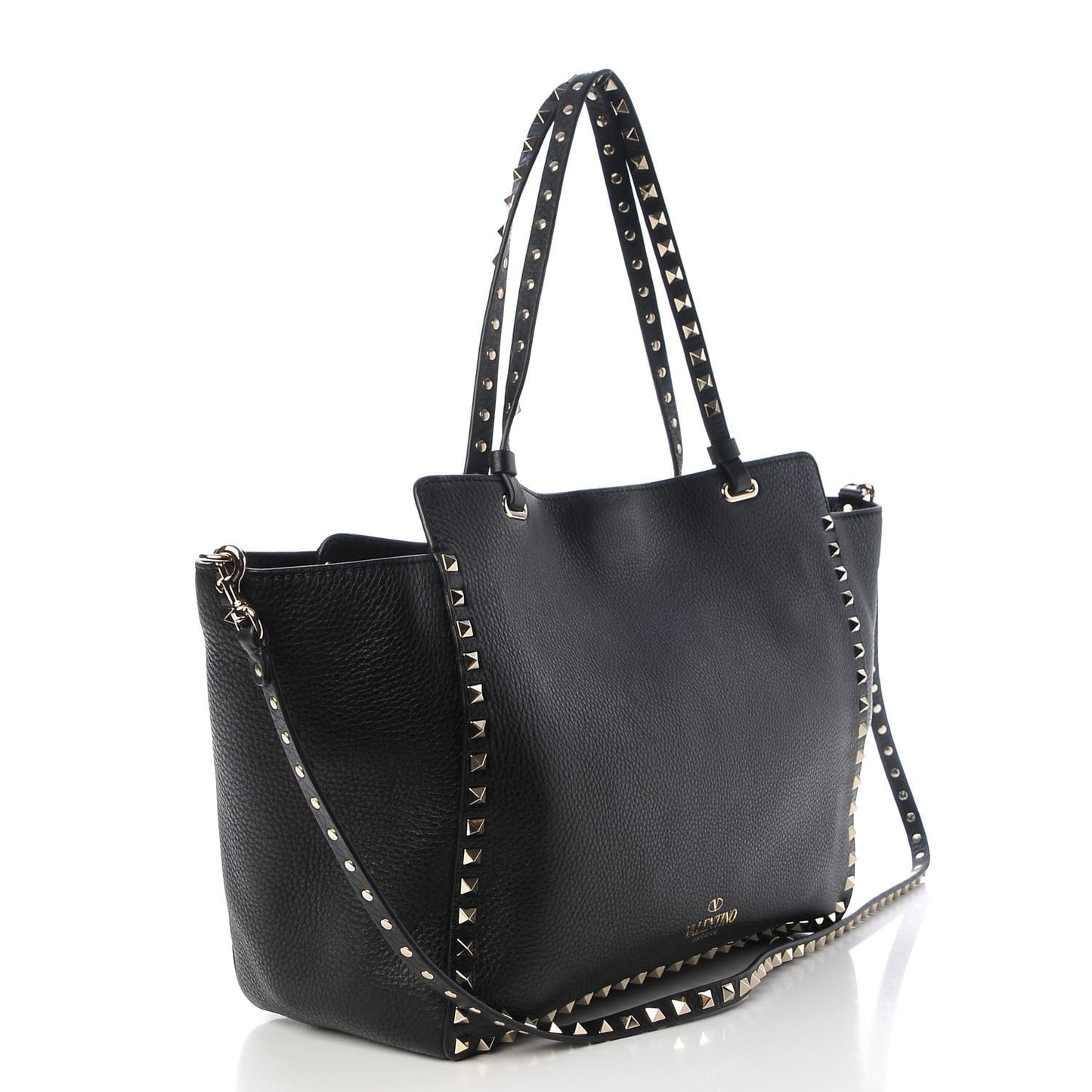 Alce Printed Calfskin Medium Rockstud Tote Black