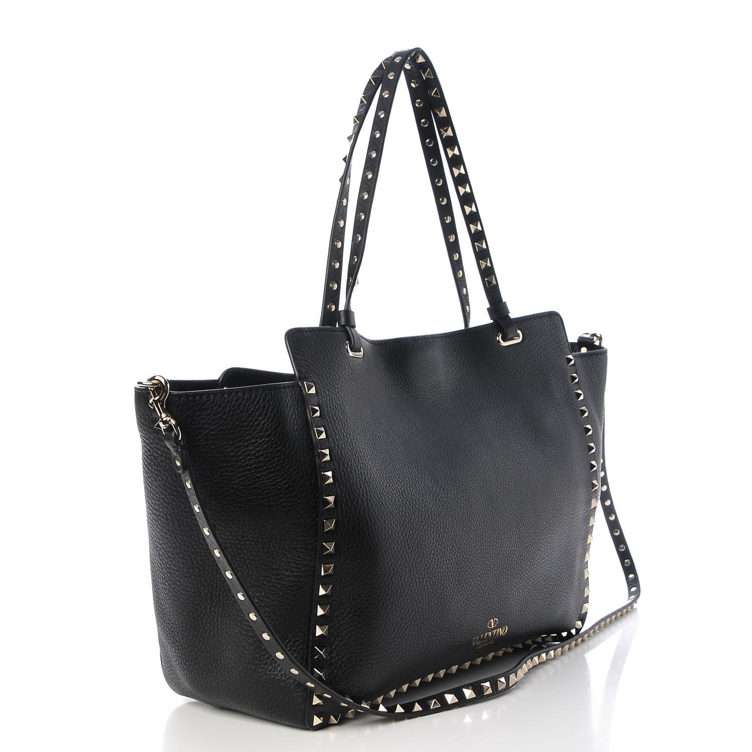 Valentino Garavani Alce Printed Calfskin Medium Rockstud Tote Black 4 of 8