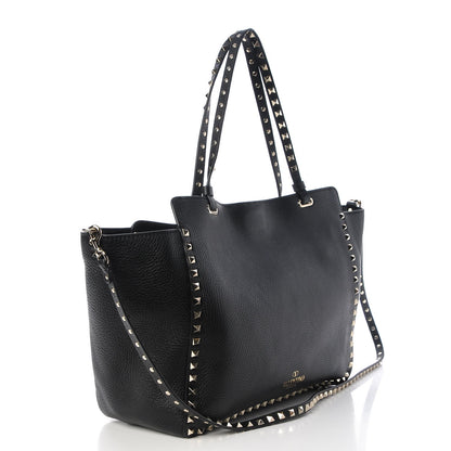Valentino Garavani Alce Printed Calfskin Medium Rockstud Tote Black 4 of 8