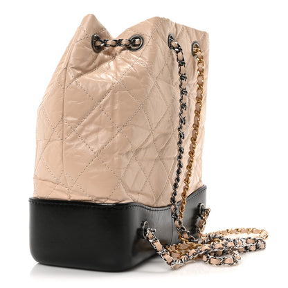 Chanel Aged Calfskin Quilted Small Gabrielle Backpack Beige Black 3 of 10