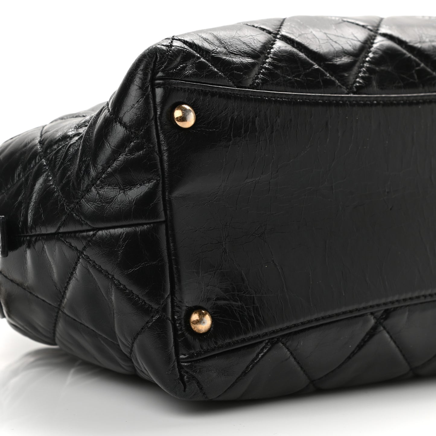 Glazed Calfskin Castle Rock Bowling Bag Black