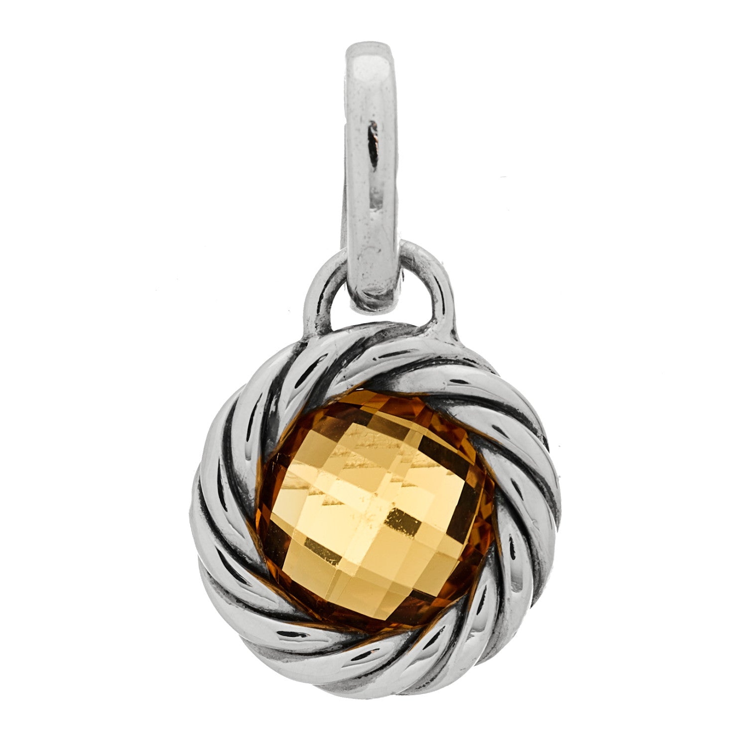 David Yurman Sterling Silver Citrine Cable Charm Pendant 3 of 5