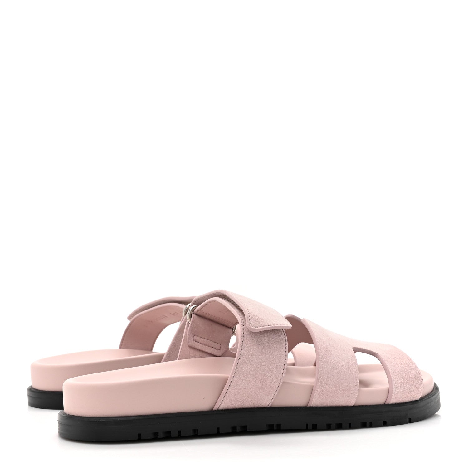 Hermes Suede Goatskin Womens Chypre Sandals 36.5 Rose Porcelaine 4 of 9