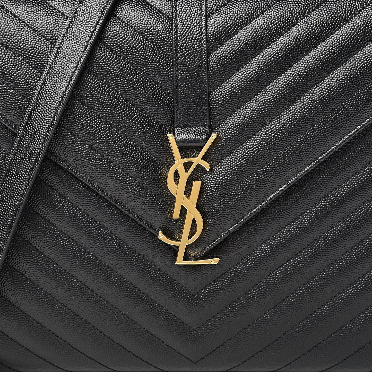 Grain De Poudre Matelasse Chevron Large Monogram Satchel Black
