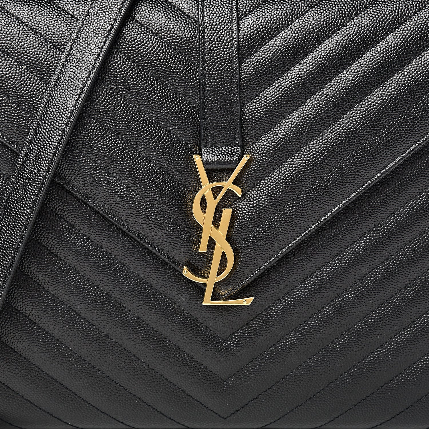 Saint Laurent Grain De Poudre Matelasse Chevron Large Monogram Satchel Black 7 of 10