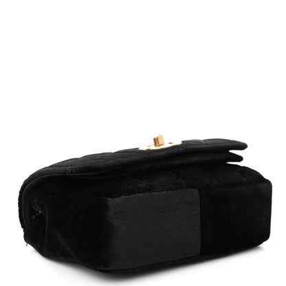 Chanel Velvet Quilted Small Camellia Flap Black 4 of 10