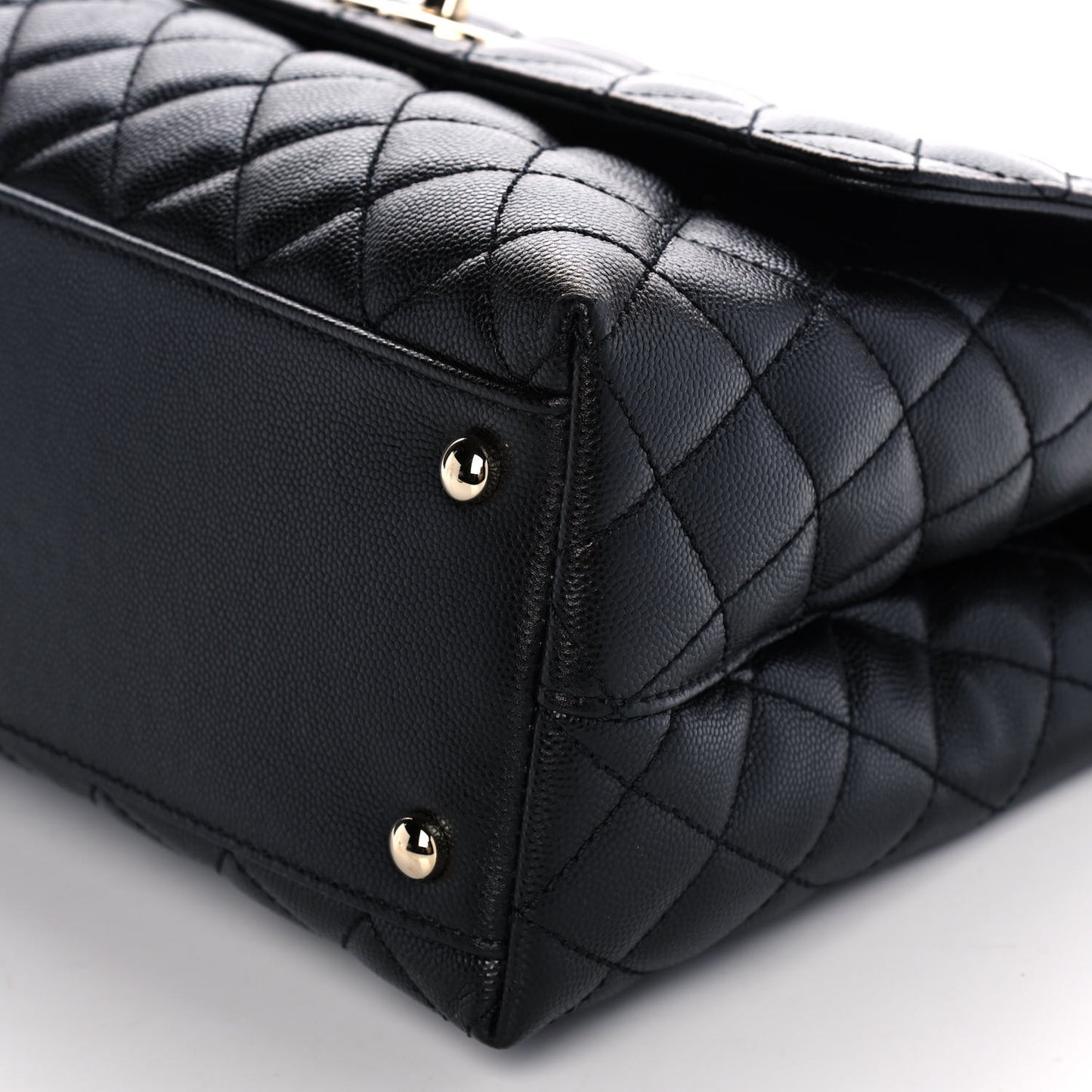 Caviar Quilted Small Coco Handle Flap Black