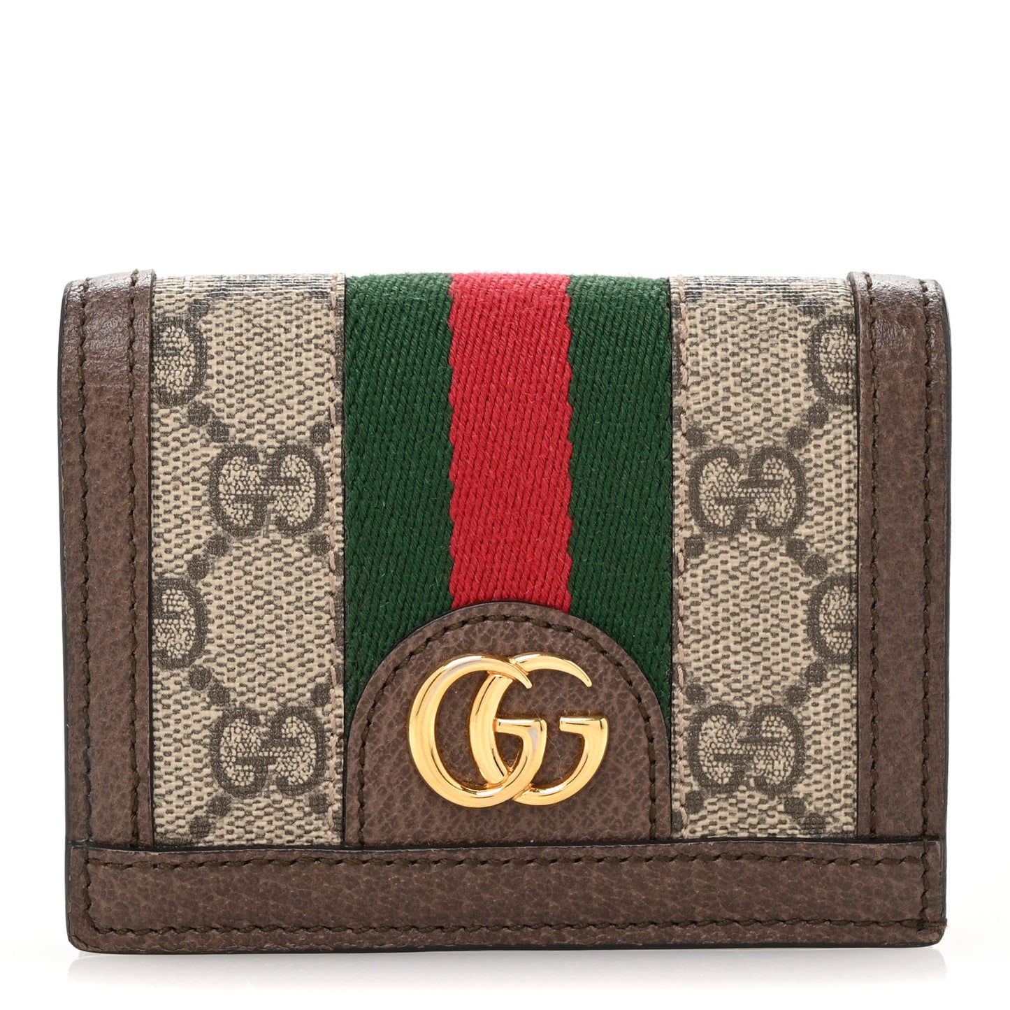 GG Supreme Monogram Web Ophidia Card Case Beige New Acero