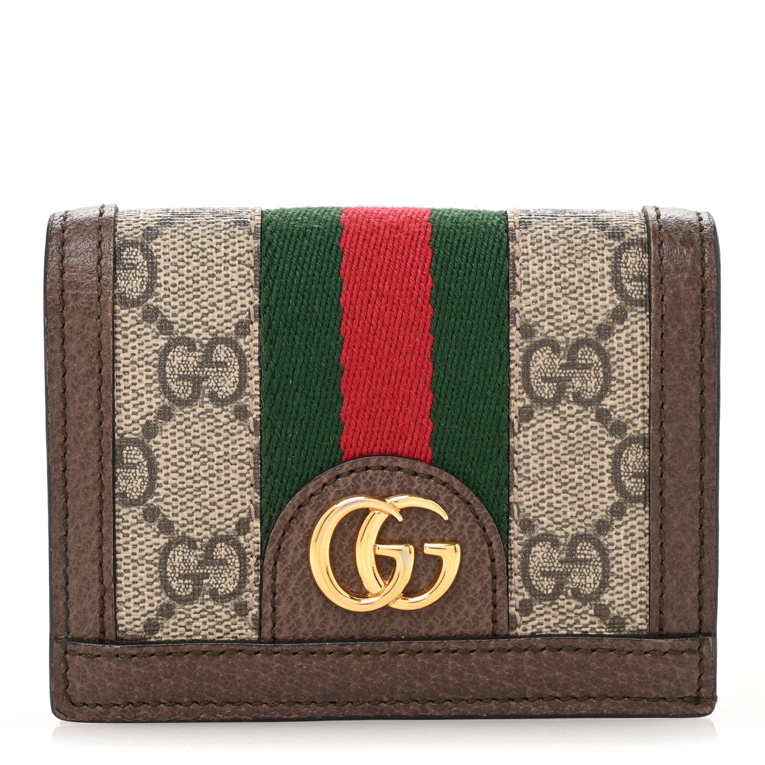 Gucci GG Supreme Monogram Web Ophidia Card Case Beige New Acero 1 of 9