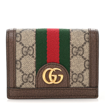 Gucci GG Supreme Monogram Web Ophidia Card Case Beige New Acero 1 of 9