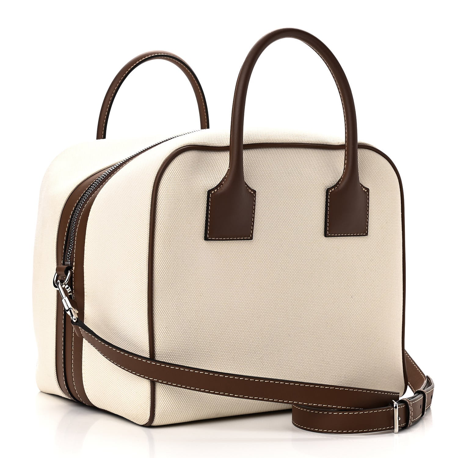 Burberry Cotton Canvas Medium Logo Horseferry Cube Bag Natural Tan 2 of 9