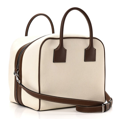 Burberry Cotton Canvas Medium Logo Horseferry Cube Bag Natural Tan 2 of 9