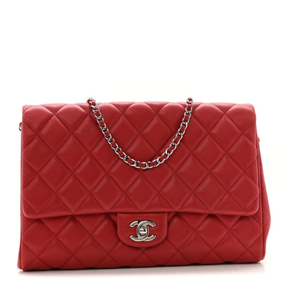 Chanel Lambskin Quilted Clutch With Chain Flap Red 1 of 13