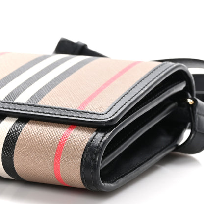 Burberry E-Canvas Icon Stripe Hannah Wallet With Detachable Strap Archive Beige Black 9 of 9