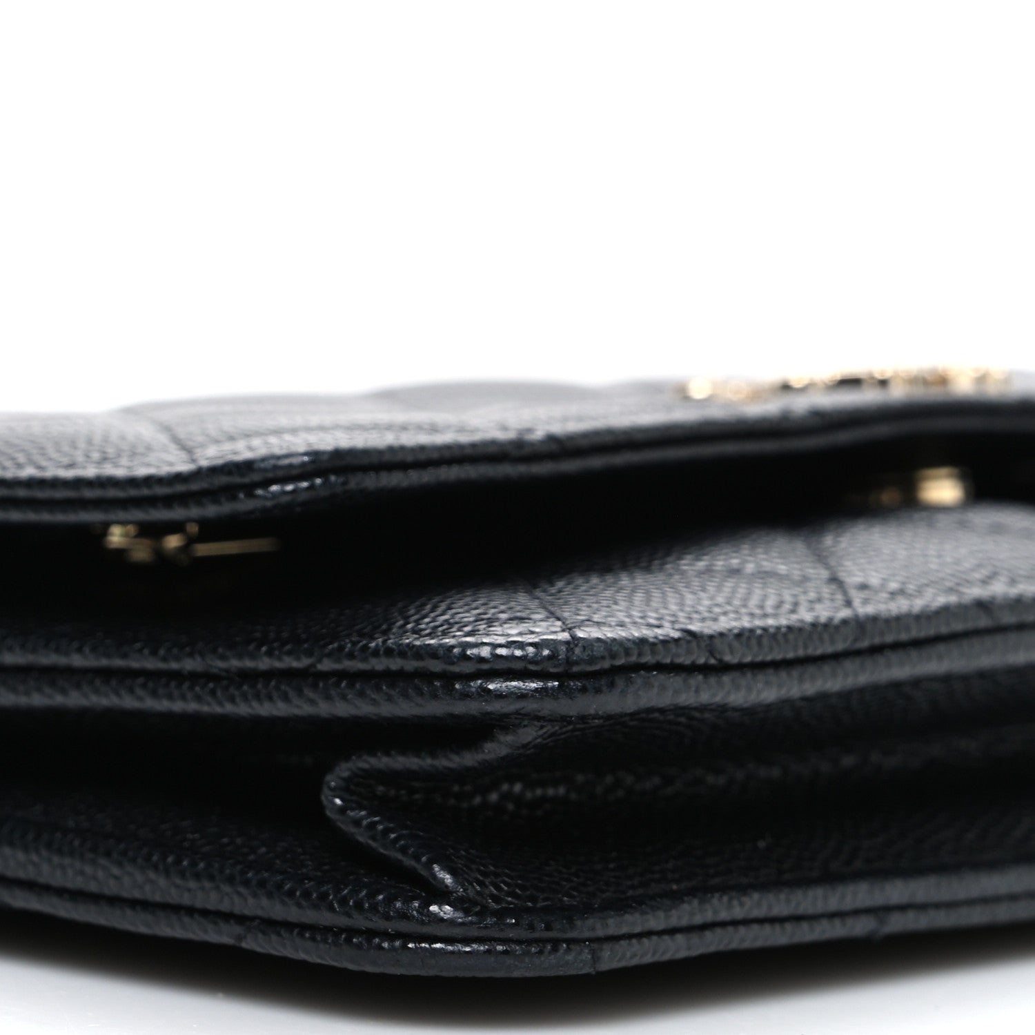 Chanel Shiny Caviar Enamel Quilted CC Wallet On Chain WOC Black 10 of 11