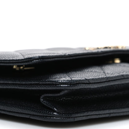 Chanel Shiny Caviar Enamel Quilted CC Wallet On Chain WOC Black 10 of 11