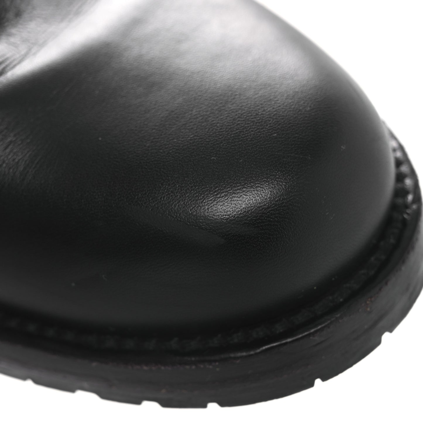 Calfskin Lock Studded 30mm Biker Boots 38 Black