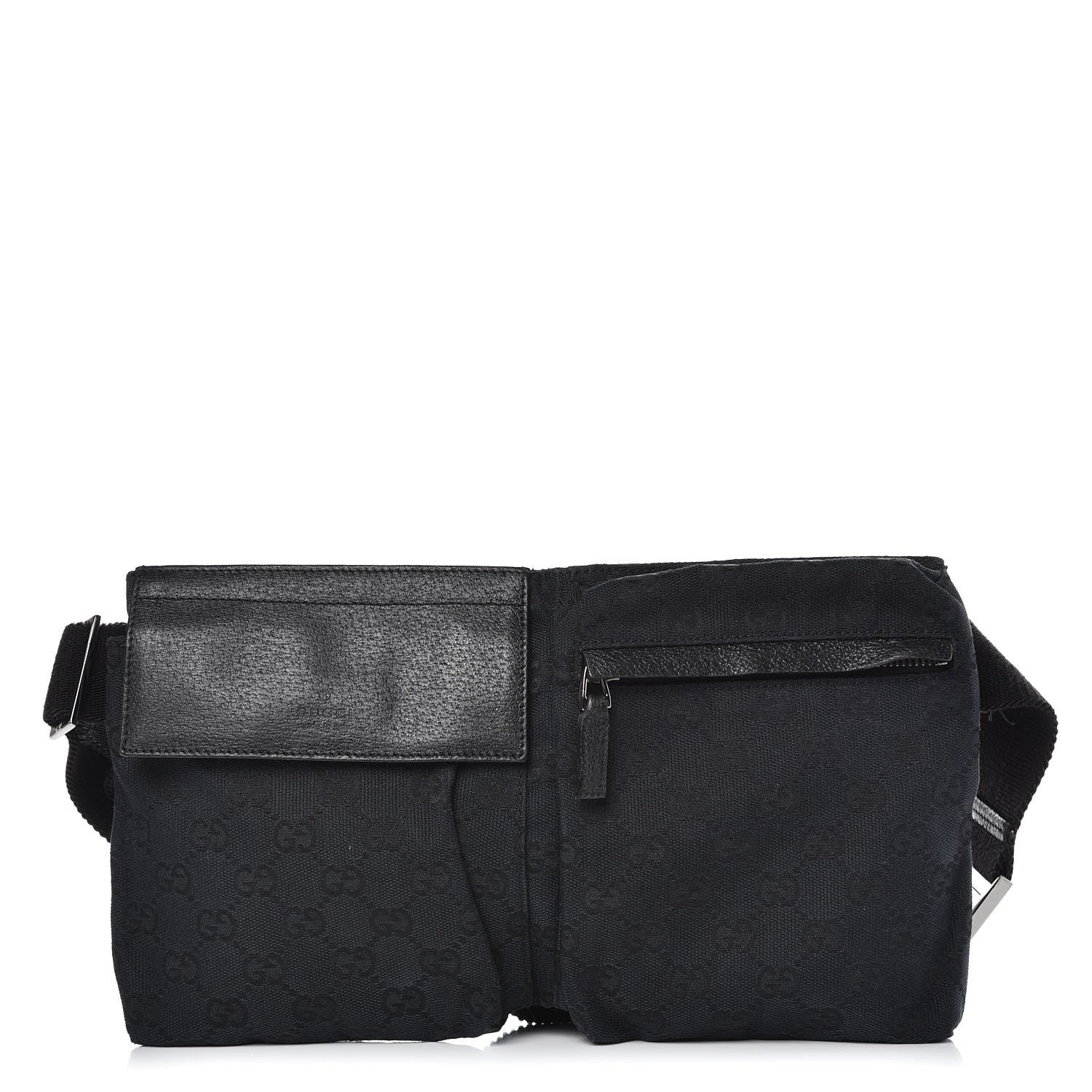 Gucci GG Monogram Double Pocket Belt Bag Black 1 of 9