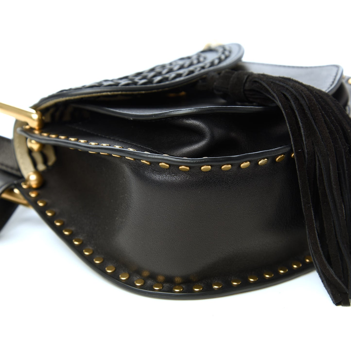 Calfskin Braided Mini Hudson Shoulder Bag Black