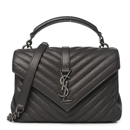 Saint Laurent Sheepskin Matelasse Chevron Monogram Medium College Bag Asphalt 1 of 10