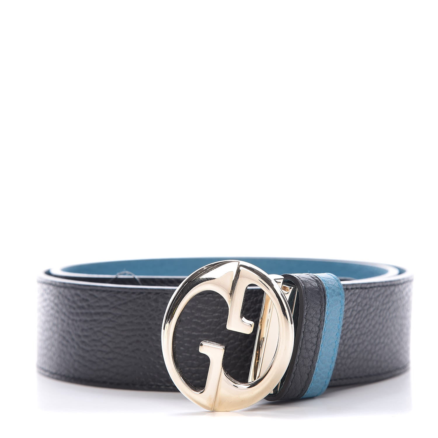Gucci Dollar Calfskin 1973 Reversible Belt 90 36 Black Deep Cobalt 1 of 6