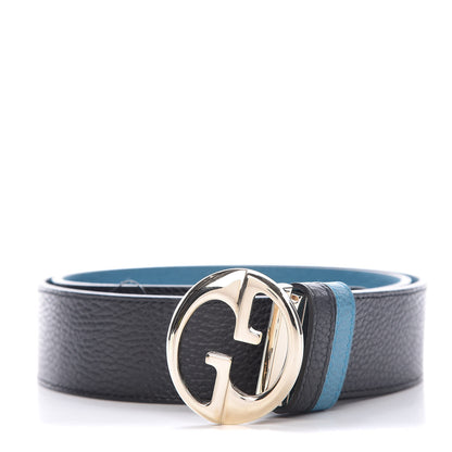 Gucci Dollar Calfskin 1973 Reversible Belt 90 36 Black Deep Cobalt 1 of 6