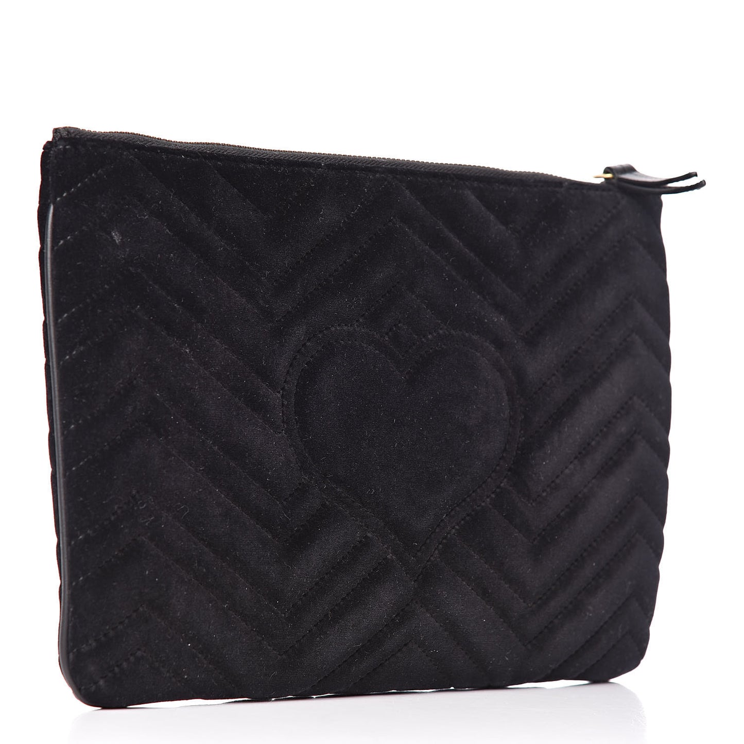 Velvet Matelasse GG Marmont Zip Pouch Black