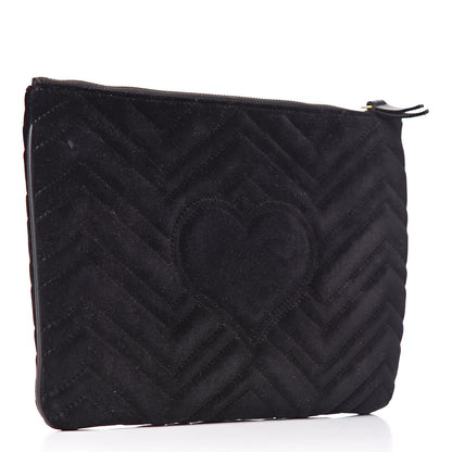 Gucci Velvet Matelasse GG Marmont Zip Pouch Black 3 of 13
