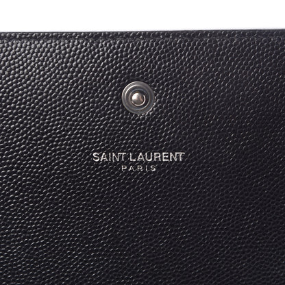 Saint Laurent Grain De Poudre Matelasse Chevron Monogram Chain Wallet Black 6 of 13