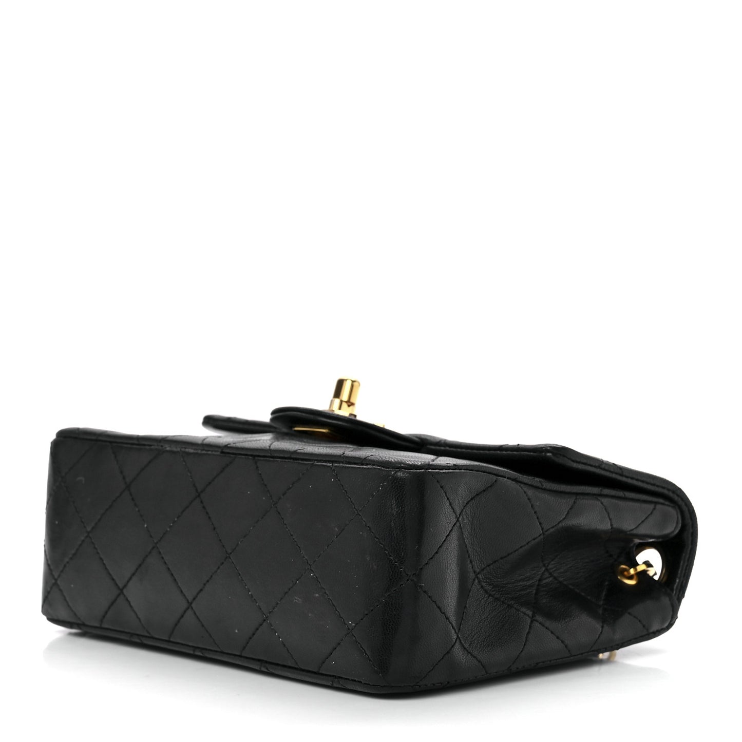 Lambskin Quilted Mini Square Flap Bag Black