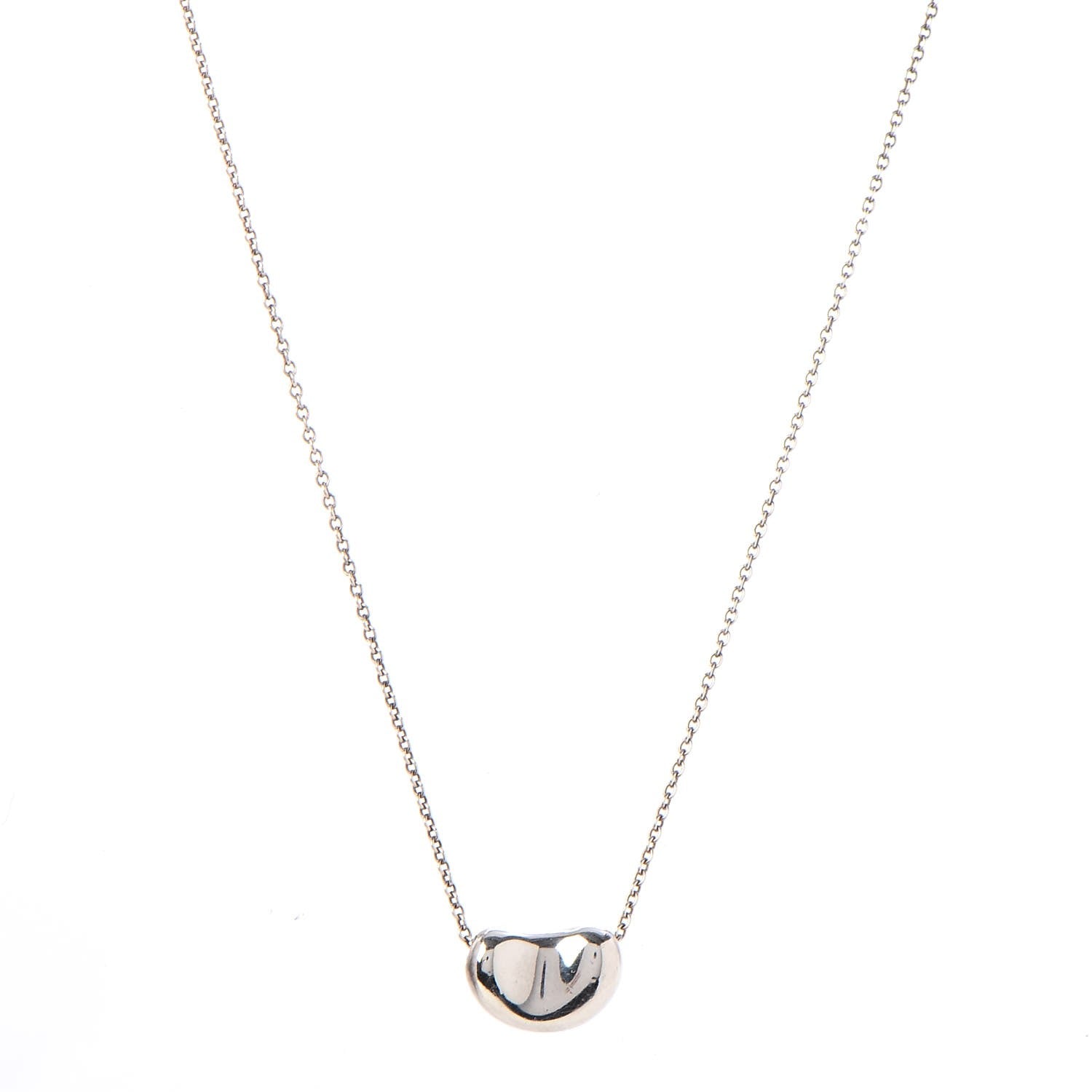 Tiffany Sterling Silver 12mm Elsa Peretti Bean Pendant Necklace 1 of 7