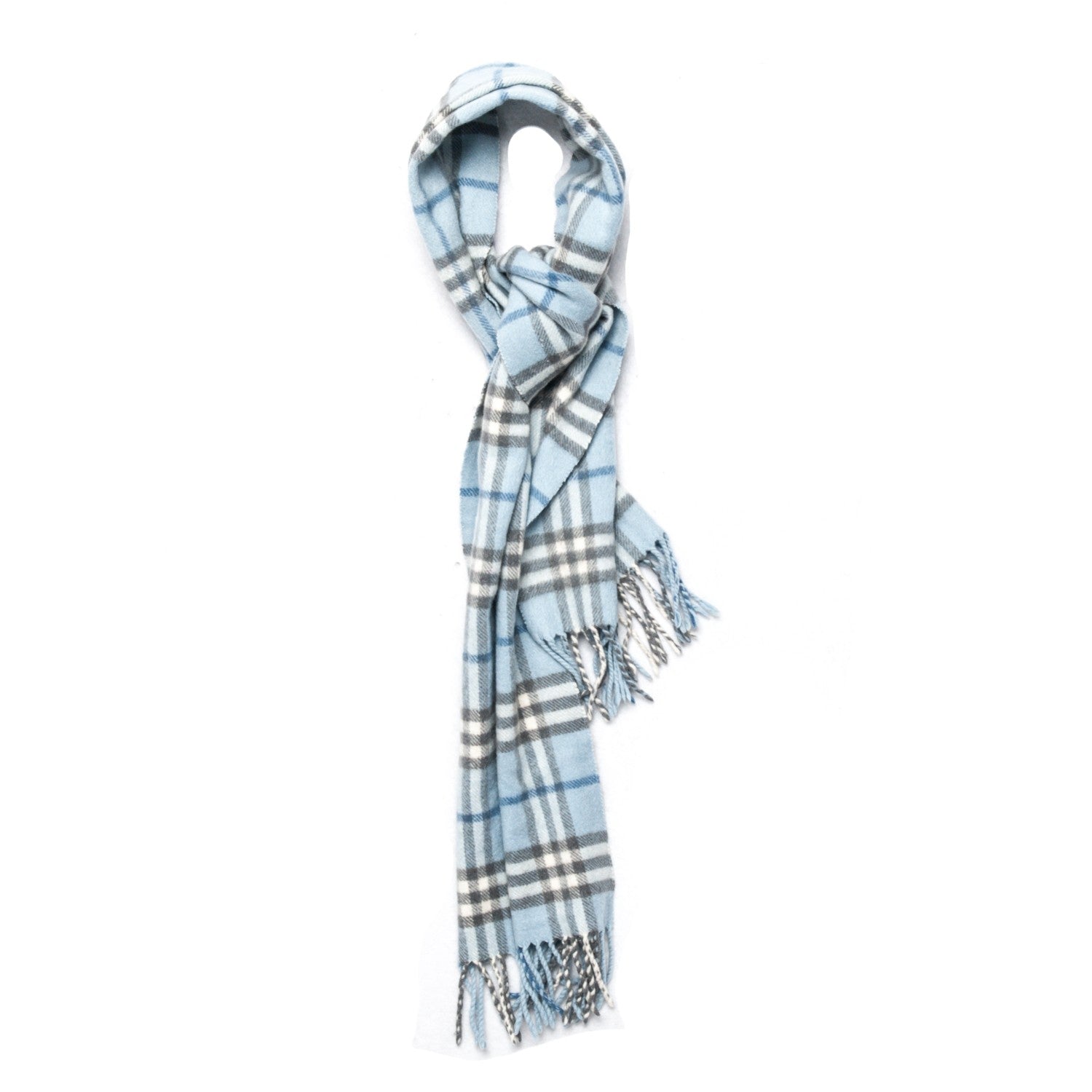 Burberry Cashmere Check Scarf Light Blue 1 of 6