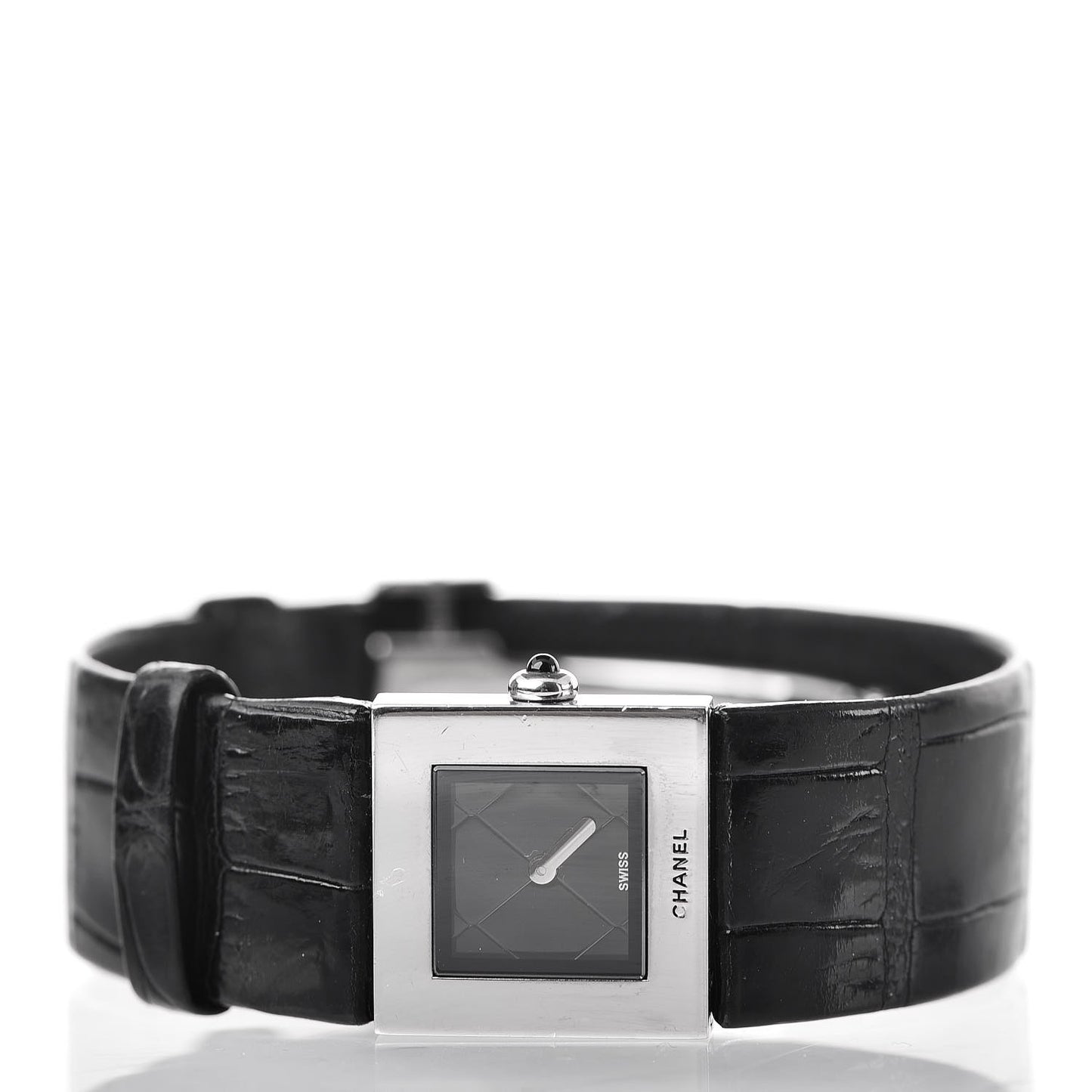 Stainless Steel Alligator 19mm Acier Quartz Watch Black