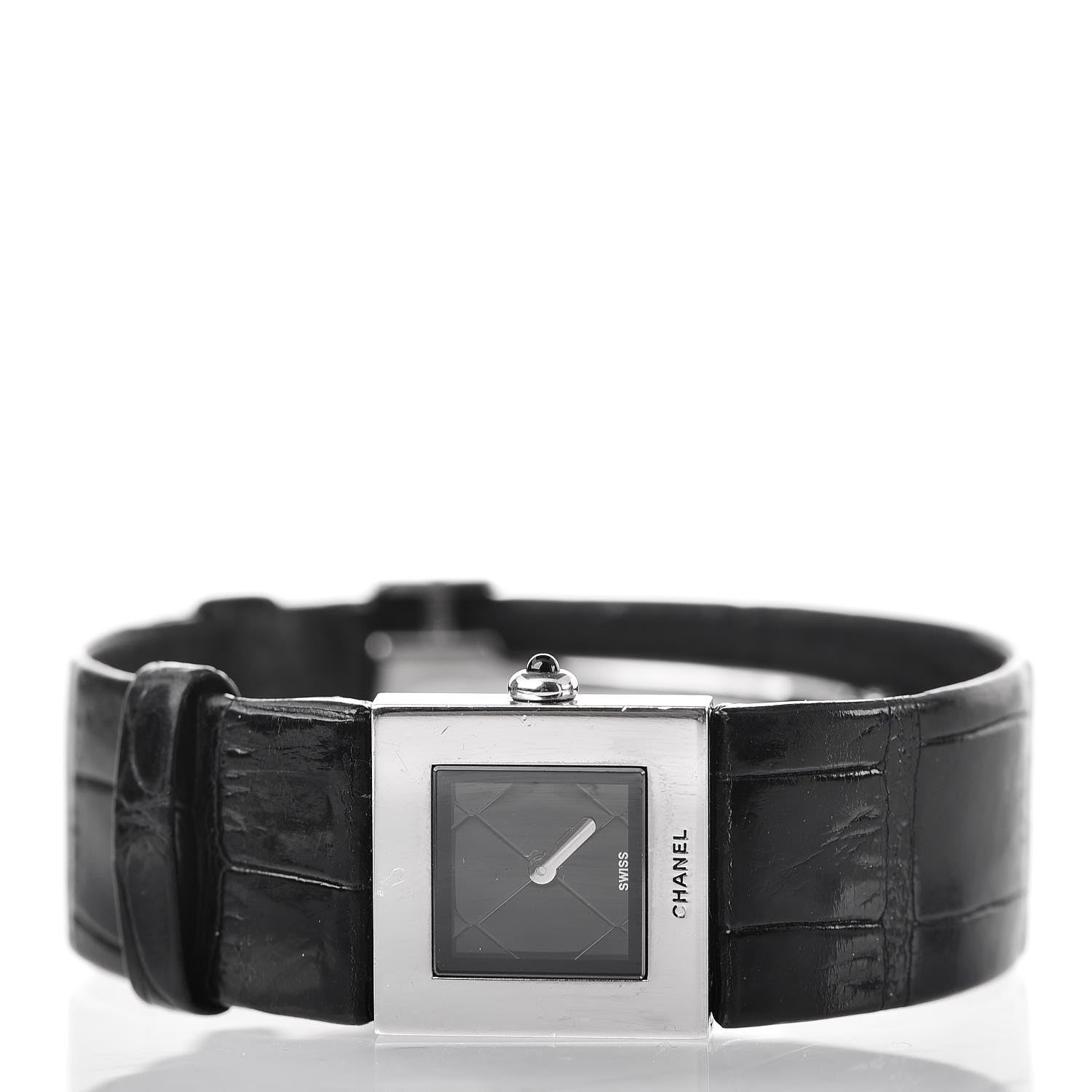 Chanel Stainless Steel Alligator 19mm Acier Quartz Watch Black 3 of 9