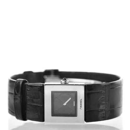 Chanel Stainless Steel Alligator 19mm Acier Quartz Watch Black 3 of 9