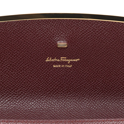 Salvatore Ferragamo Hammered Calfskin Gancio Wallet On Chain Burgundy 6 of 11