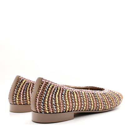 Chanel Raffia CC Cap Toe Ballerina Flats 38.5 Beige Multicolor 5 of 9