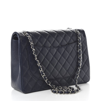 Chanel Caviar Quilted Maxi Double Flap Navy Blue 3 of 10