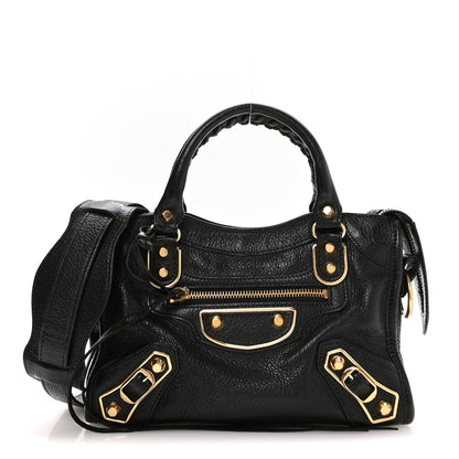 Balenciaga Chevre Gold Metallic Edge Hardware Mini City Black 1 of 12
