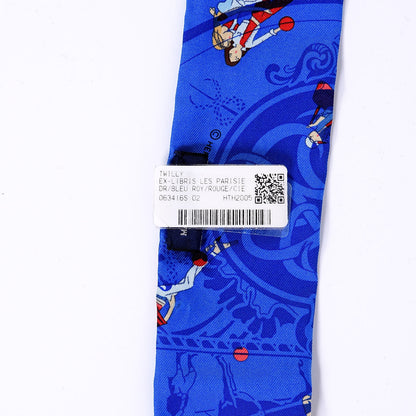 Hermes Silk Ex-Libris Les Parisiennes Twilly Bleu Royal Rouge Ciel 3 of 4